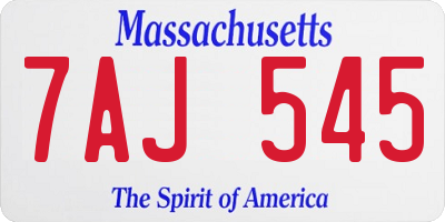 MA license plate 7AJ545