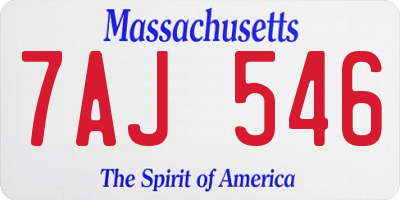 MA license plate 7AJ546