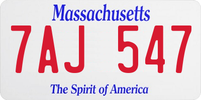 MA license plate 7AJ547