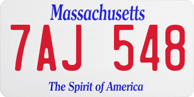 MA license plate 7AJ548