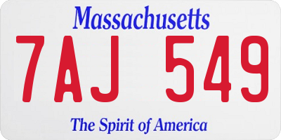 MA license plate 7AJ549