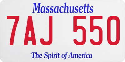 MA license plate 7AJ550