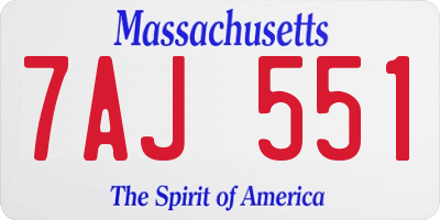 MA license plate 7AJ551