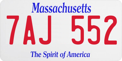 MA license plate 7AJ552