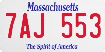MA license plate 7AJ553