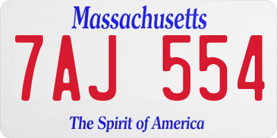 MA license plate 7AJ554