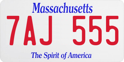 MA license plate 7AJ555