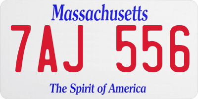 MA license plate 7AJ556