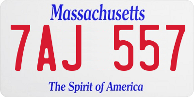 MA license plate 7AJ557