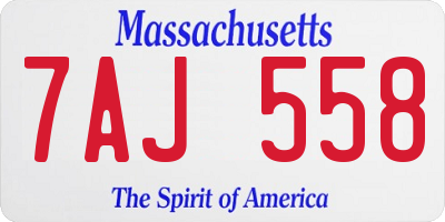 MA license plate 7AJ558