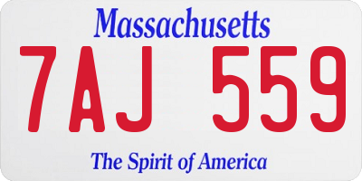 MA license plate 7AJ559