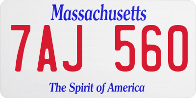 MA license plate 7AJ560