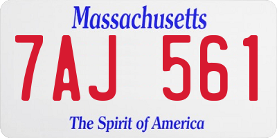 MA license plate 7AJ561