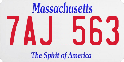 MA license plate 7AJ563
