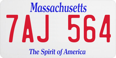 MA license plate 7AJ564