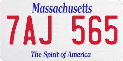 MA license plate 7AJ565
