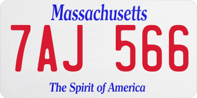 MA license plate 7AJ566