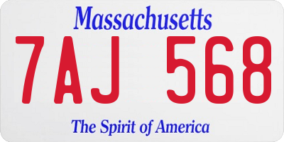 MA license plate 7AJ568