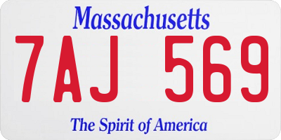MA license plate 7AJ569