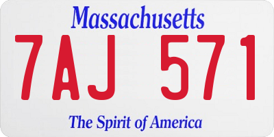 MA license plate 7AJ571