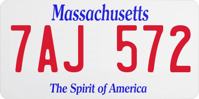 MA license plate 7AJ572