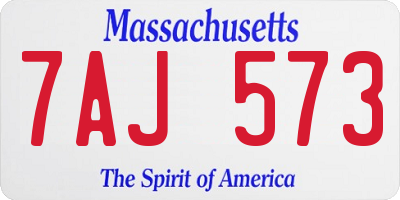 MA license plate 7AJ573