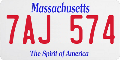 MA license plate 7AJ574