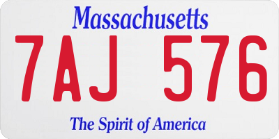 MA license plate 7AJ576