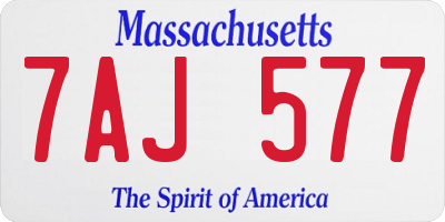 MA license plate 7AJ577
