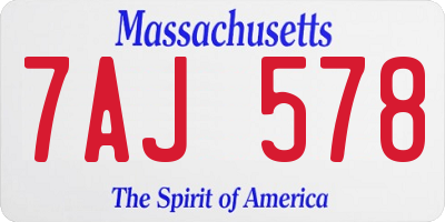 MA license plate 7AJ578