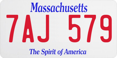 MA license plate 7AJ579