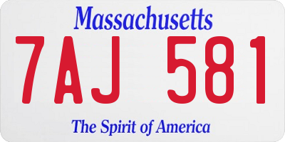 MA license plate 7AJ581