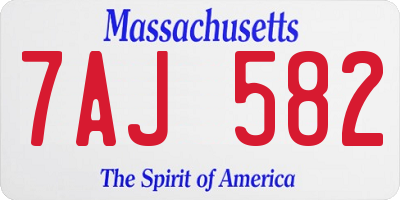 MA license plate 7AJ582