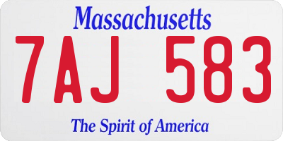 MA license plate 7AJ583