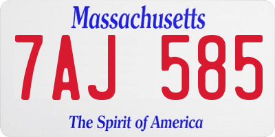MA license plate 7AJ585