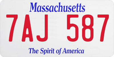 MA license plate 7AJ587