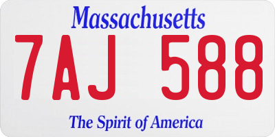 MA license plate 7AJ588
