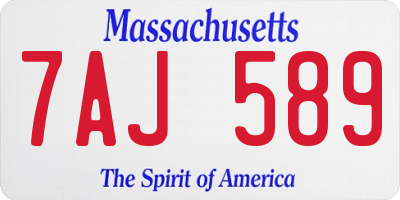 MA license plate 7AJ589