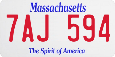 MA license plate 7AJ594