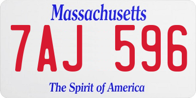MA license plate 7AJ596
