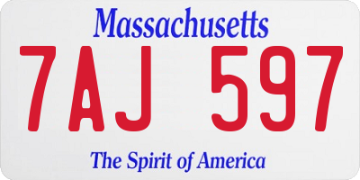 MA license plate 7AJ597
