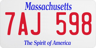 MA license plate 7AJ598