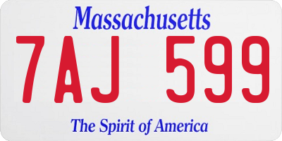 MA license plate 7AJ599