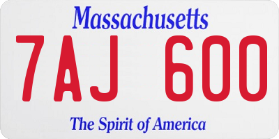 MA license plate 7AJ600