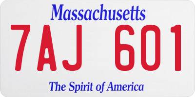 MA license plate 7AJ601
