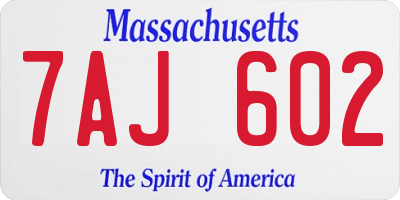 MA license plate 7AJ602