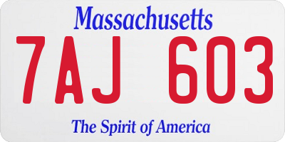 MA license plate 7AJ603