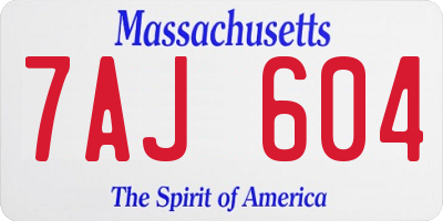 MA license plate 7AJ604