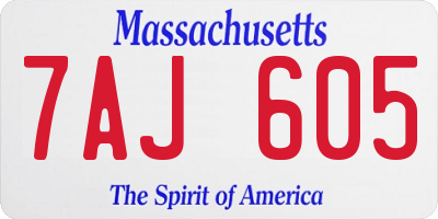 MA license plate 7AJ605