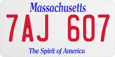 MA license plate 7AJ607